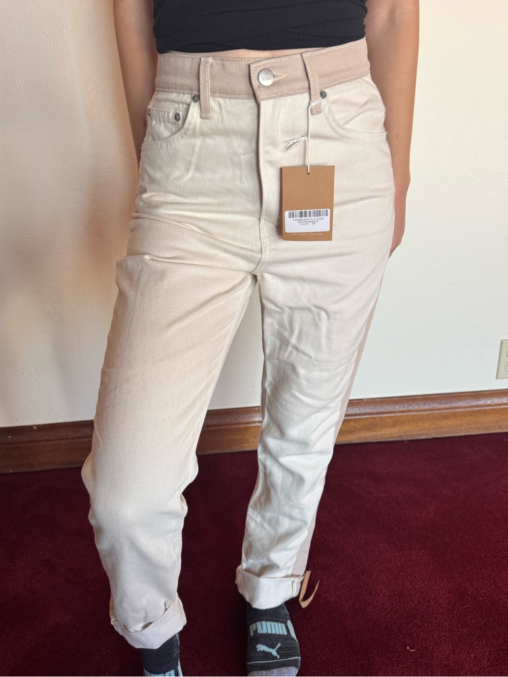 Reformation Cream High-Rise Straight Jeans